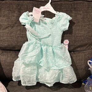 Little Lass Mint Green Ruffled Dress